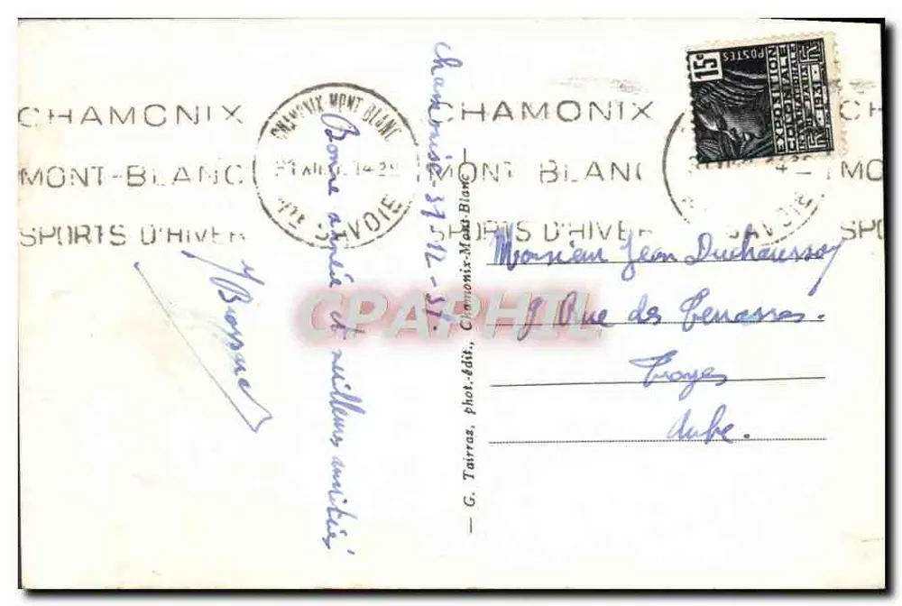 Aiguilha do Gigante — Chamonix-Mont-Blanc — G. Tairras, fot.édit., Chamonix-Mont-Blanc - Verso