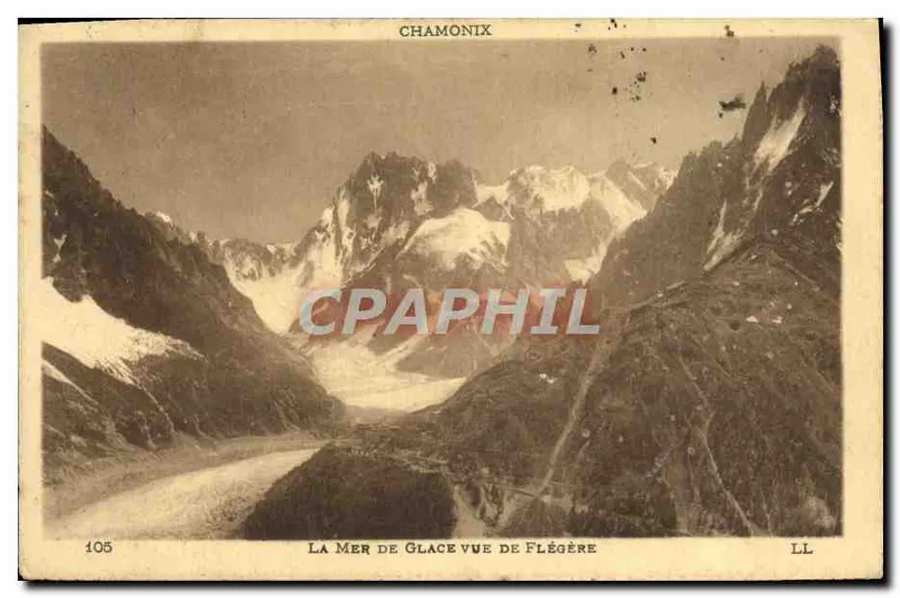 Chamonix — Die Mer de Glace vom Flégère aus gesehen — Verlag Payot Frères, Nr. 105 - Vorderseite