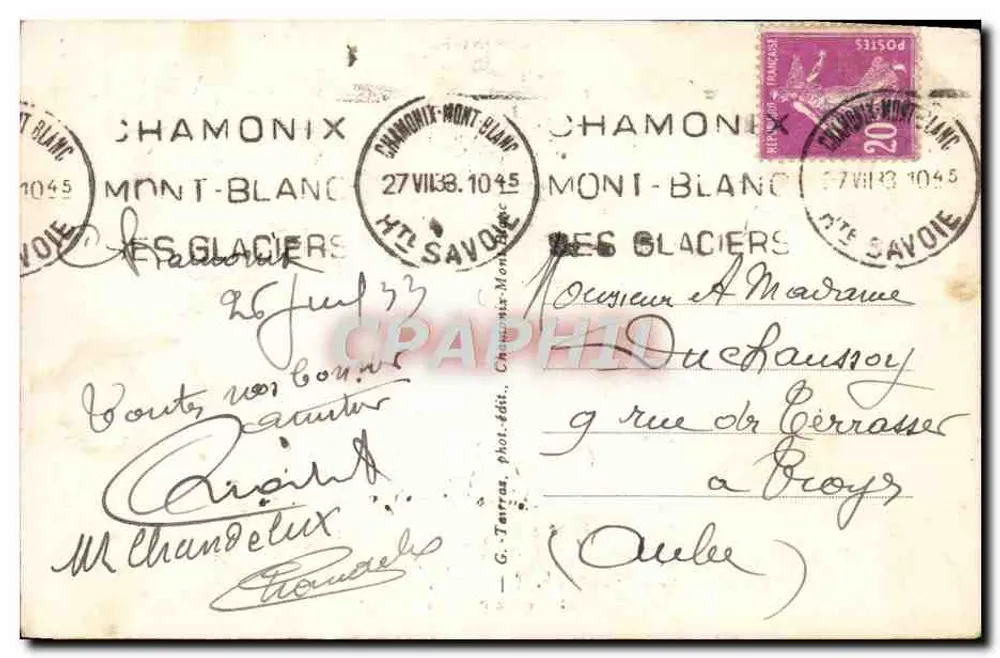 Chamonix-Mont-Blanc — O Mont-Blanc — G. Torgues, fot.édit. - Verso