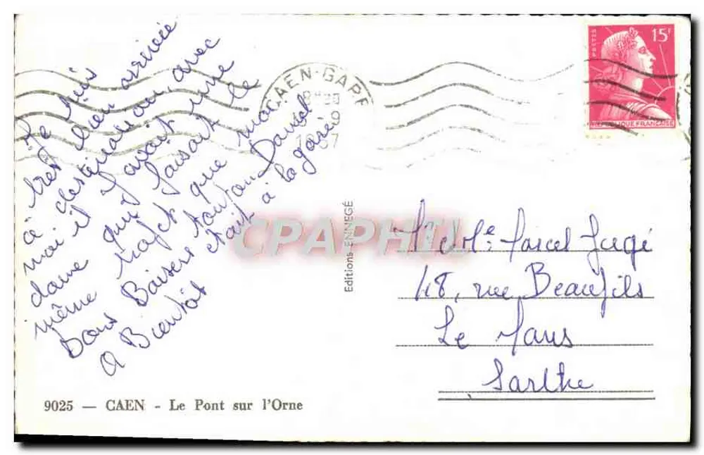 Caen — O Pont sobre a Orne — Edições Ennégé - Verso