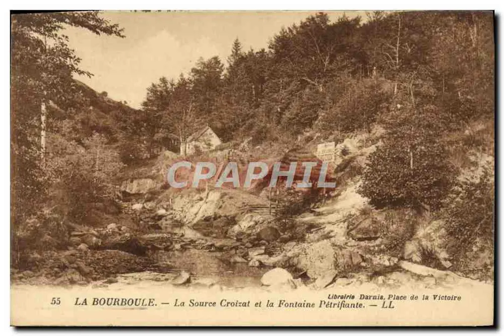 LA BOURBOULE — Die Quelle Croizat und die Versteinerte Quelle — Librairie Darnis, Place de la Victoire - Vorderseite