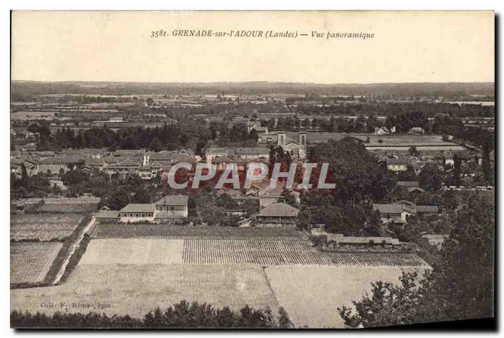 Grenade-sur-l'Adour (Landes) — Vista panorâmica — Coleção F. Rémy, editora 3581 - Frente