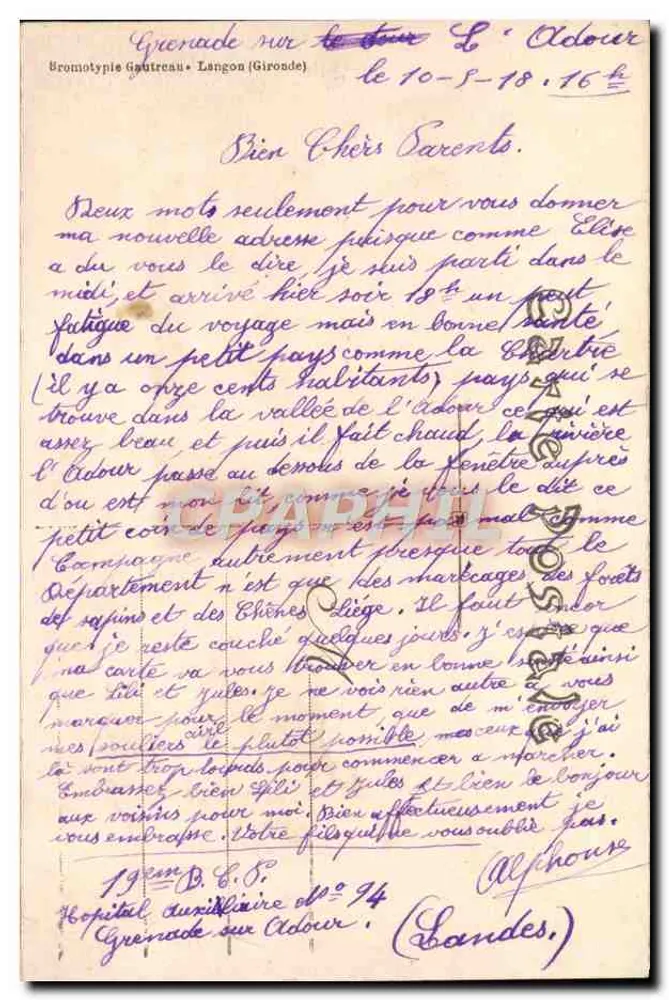 Grenade-sur-l'Adour (Landes) — Vista panorâmica — Coleção F. Rémy, editora 3581 - Verso
