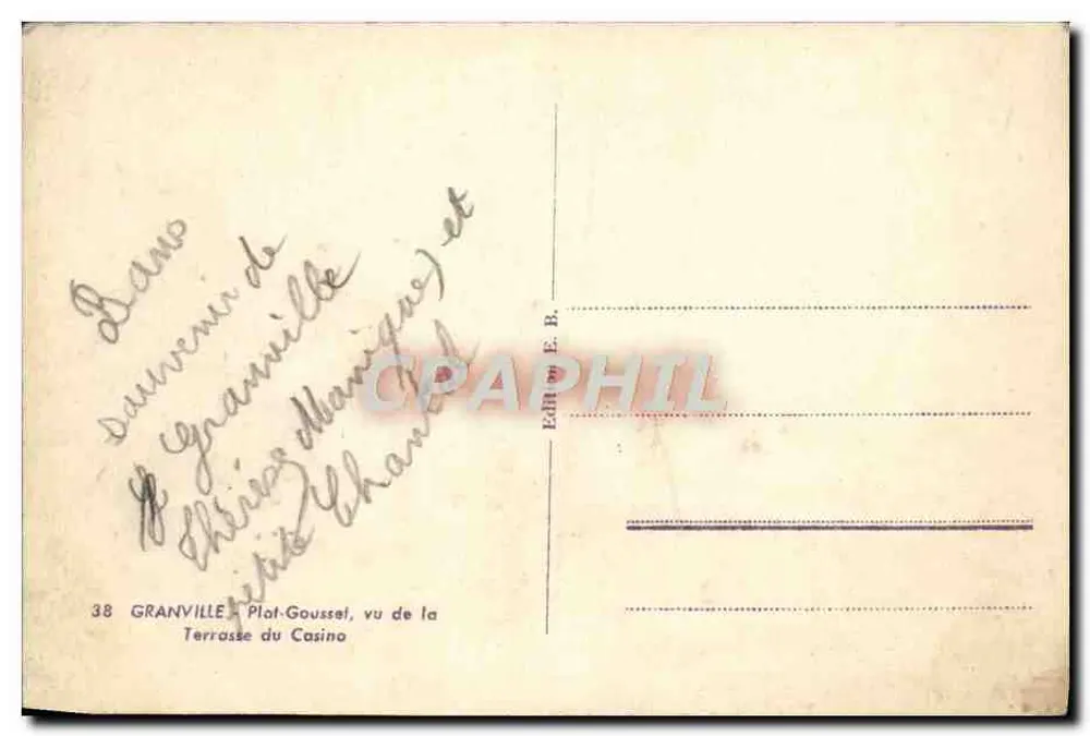 Granville - Plôt-Goussel von der Terrasse des Casinos gesehen — Verlag E.B. n°38 - Rückseite