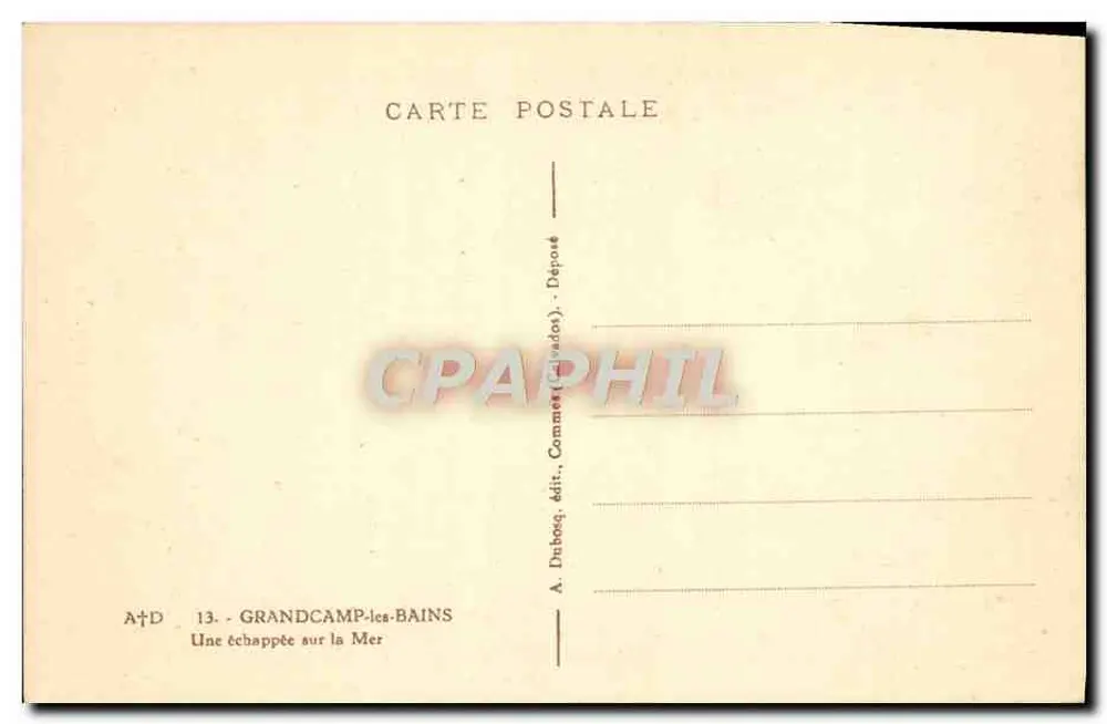 Grandcamp-les-Bains — Uma visão da Marinha — A. Dubosq, editor, (Calvados) - Verso