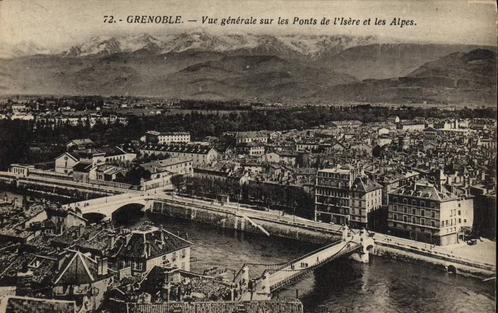 Grenoble — Allgemeine Ansicht der Brücken der Isère und der Alpen. - Vorderseite