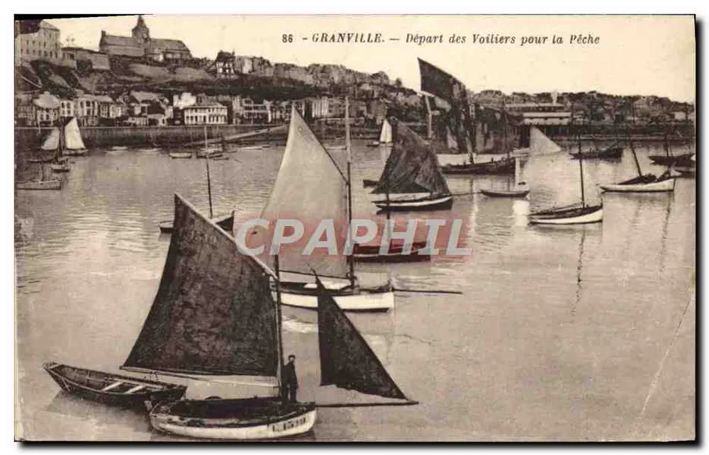Granville — Ansicht von Segelbooten, die zur Fischerei abfahren — Edition A. Bernard - Vorderseite