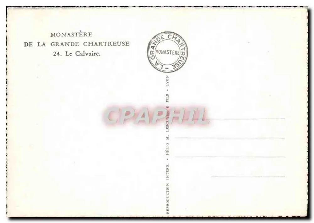 Klooster van de Grande Chartreuse — Het Kruisweg — Uitgever M. Lescouère, Lyon - Achterkant