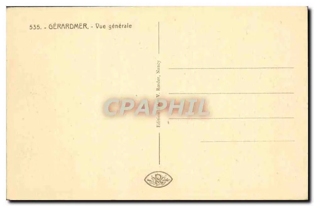 Gérardmer — Vista geral — V. Reeder, n° 535 - Verso