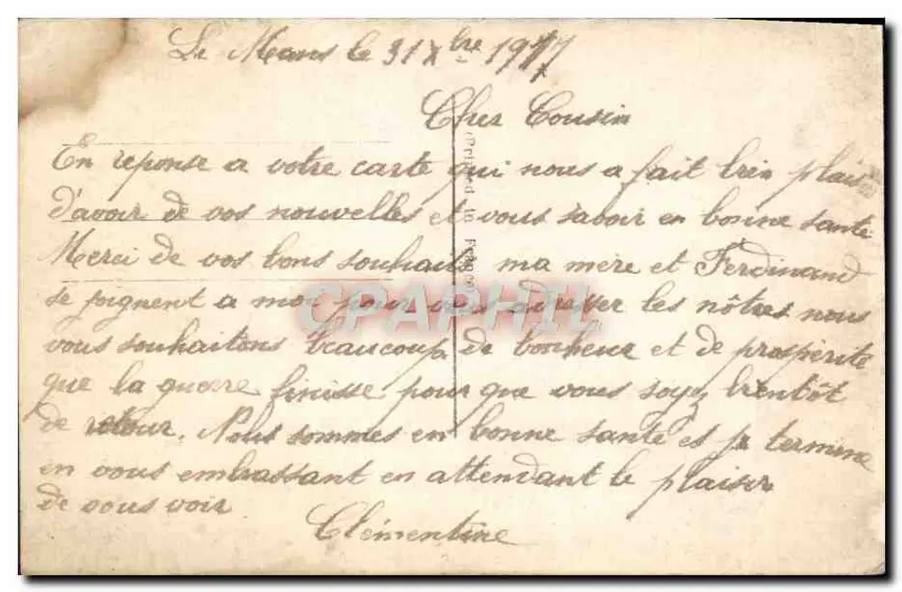 Bonne Année — paysage de rivière au coucher de soleil — éditeur DIX, n° 1065/3 - Rückseite