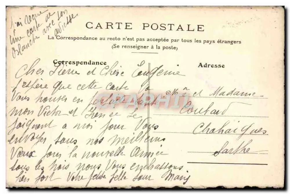 Bouquet de violettes — Bonne et heureuse Année 1920 — Carte postale - Verso