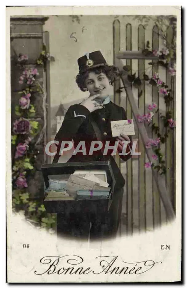 Postal sorridente — Felicitações para o novo ano — E.N. n°179 - Frente