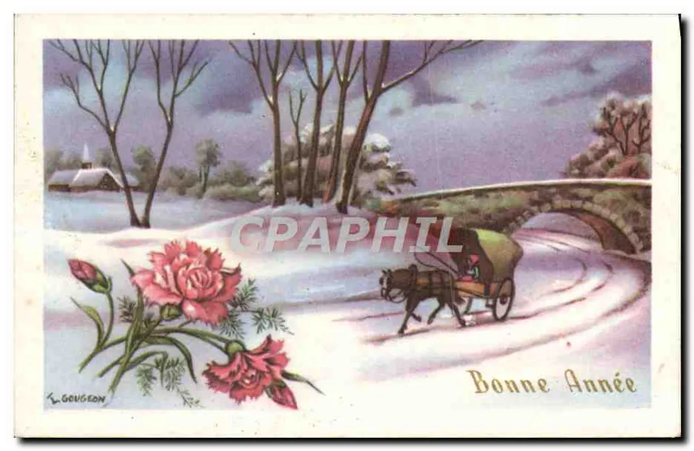 Winterlandschaft mit Kutsche — L. Gougeon — Serie 650 - Vorderseite