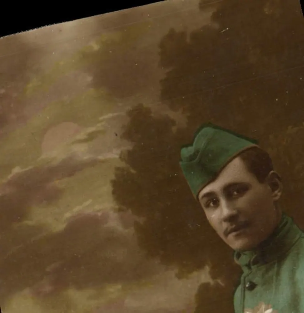 Soldat im grünen Uniform — Erinnerung an den 1. April — Einrichtung "Magnifique" - Ruell (S.-&-O.) - Vorderseite