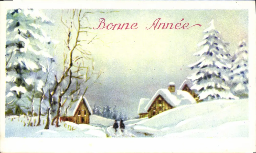 Winterlandschaft — Frohe Weihnachten — unbekannter Verlag, Seriennummer nicht sichtbar - Vorderseite