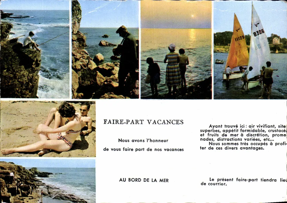 Au Bord de la Mer — scène côtière avec activités nautiques et plage — éditeur AIONCOLOR - Frente