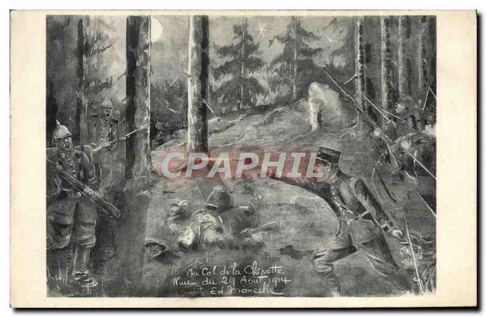 No Col de la Chipotte — Noite do 29 de Agosto de 1914 — Ed. Moncelle - Frente