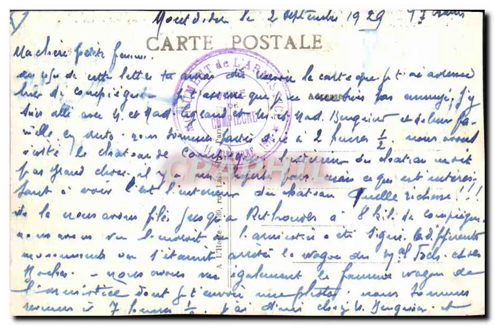 Unterschrift des Waffenstillstands — Wald von Compiègne — 11. November 1918 - Rückseite