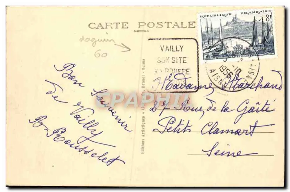 VAILLY-sur-AISNE — Der Kanal — Edition Contant - Vailly - Rückseite