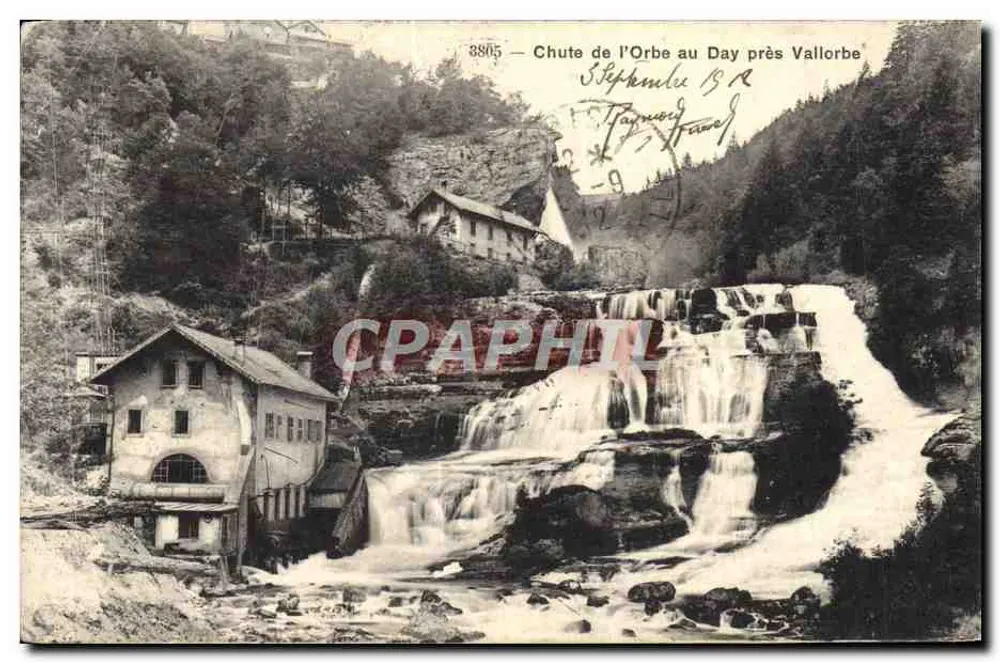 Caida del Orbe en Day cerca de Vallorbe — Phototypie Co. Neuchâtel, n°3805 - Anverso