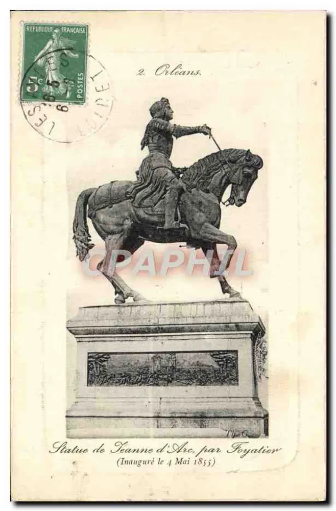 Statue der Jeanne d'Arc in Orléans — von Foyatier — eingeweiht am 4. Mai 1853 - Vorderseite