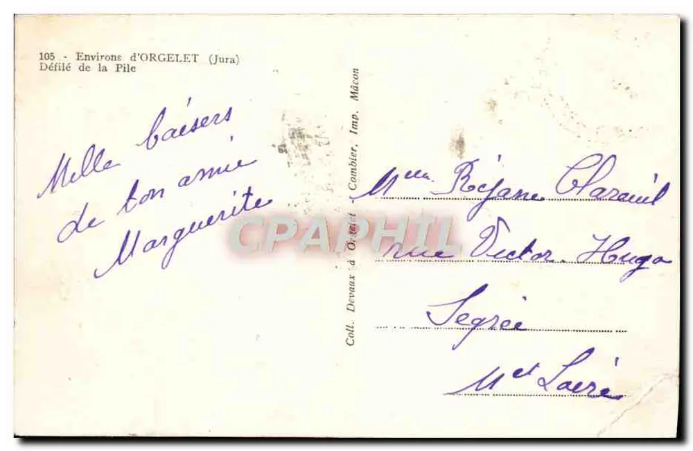 Défilé de la Pile — Environ d'Orgelet (Jura) — Imp. Combier, Mâcon - Verso