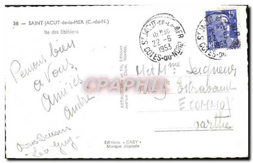 Ilha dos Ebihiens — Saint-Jacut-de-la-Mer — Edições Gaby n°38 - Verso