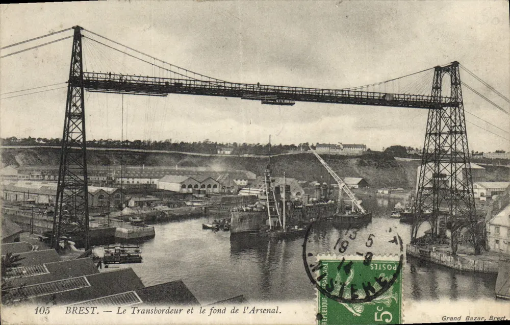 BREST — Der Transbordeur und der Hintergrund des Arsenal — Grand Bazar, Brest, Nr. 405 - Vorderseite
