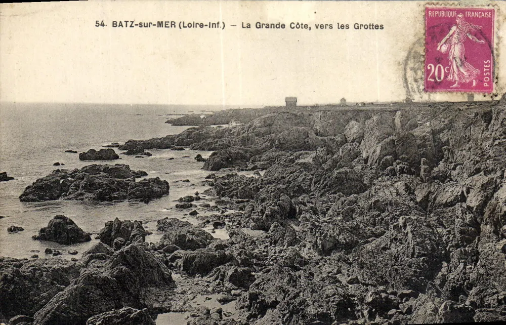 Batz-sur-Mer (Loire-Inf.) — La Grande Côte, in Richtung der Höhlen — F. Gapeau, Nantes, n°54 - Vorderseite