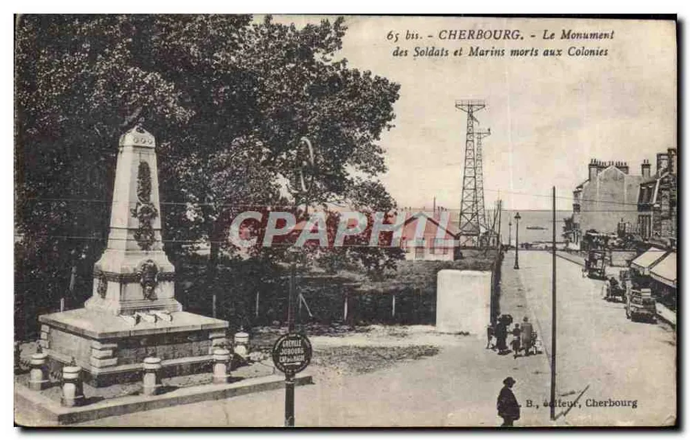 Cherbourg - Denkmal für Soldaten und Matrosen, die in den Kolonien gefallen sind — Verlag B. Cherbourg, Nr. 65 bis - Vorderseite