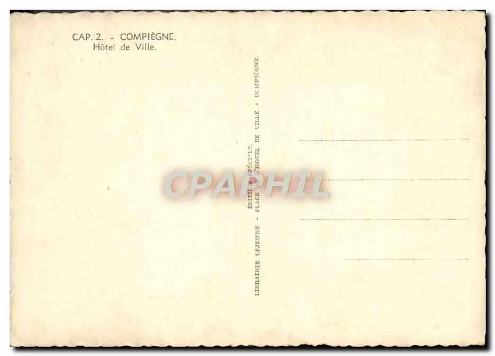 Hôtel de Ville de Compiègne — estátua da Liberdade — editor Librairie Leufune - Verso