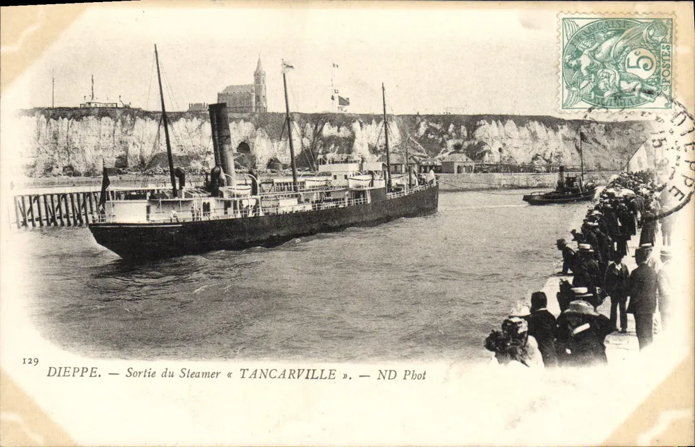 Dieppe — Ausfahrt des Dampfers « Tancarville » — ND Phot, n°129 - Vorderseite