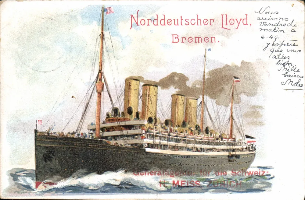 Navio da Norddeutscher Lloyd — Bremen — editor H. Meiss, Zurique - Frente