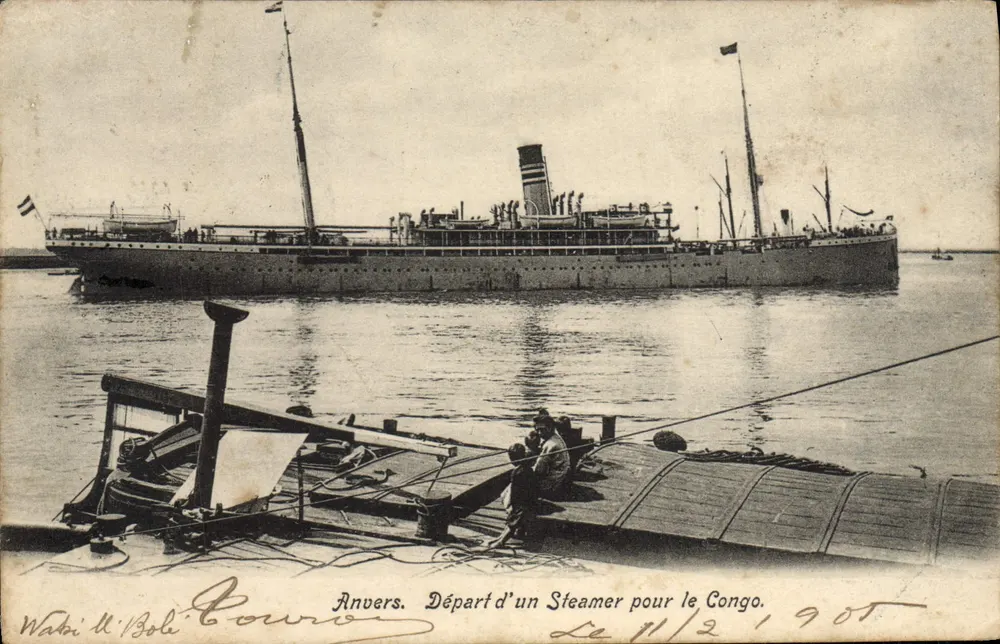 Anvers. Salida de un vapor hacia el Congo — Wabi M' Boli Courvois — 1905 - Anverso