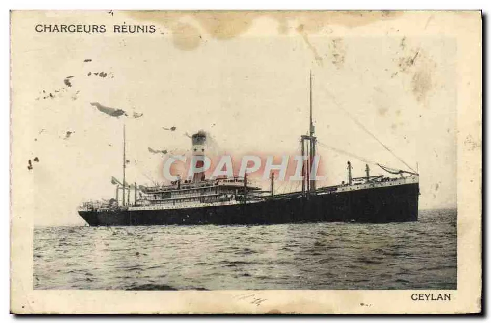 Cargo ship — Chargeurs Réunis — éditeur Money, Gr., Paris - Awers