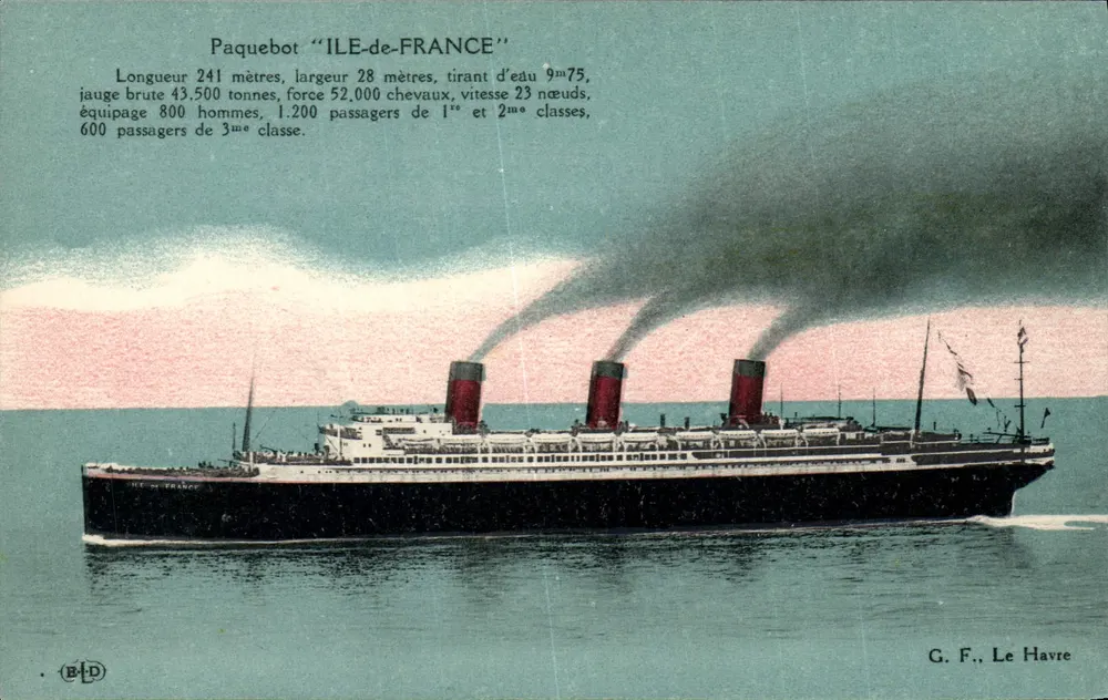 Dampfschiff "ILE-de-FRANCE" — G. F., Le Havre - Vorderseite