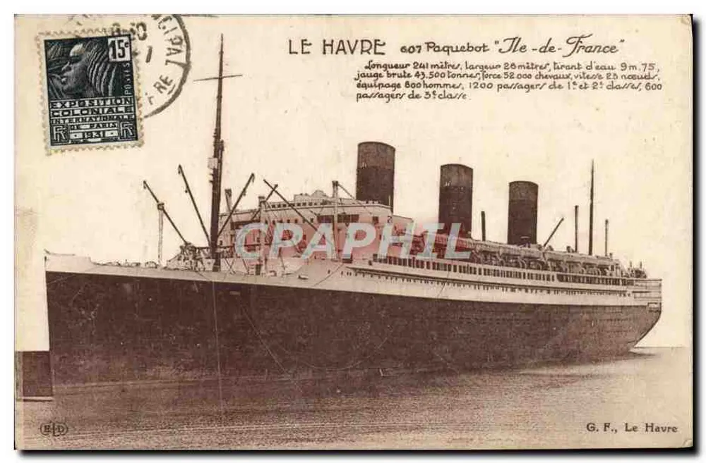 Le Havre — Dampfer 'Ile-de-France' — G. F., Le Havre - Vorderseite