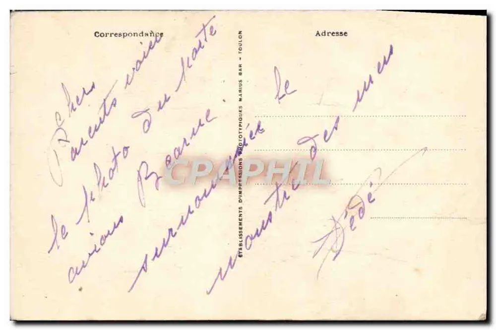 Porte-Avions "BÉARN" — (Marine Militaire Française) — Éditeur : Établissements Dimpressions Phototypiques Toulon, n° 2448 - Verso