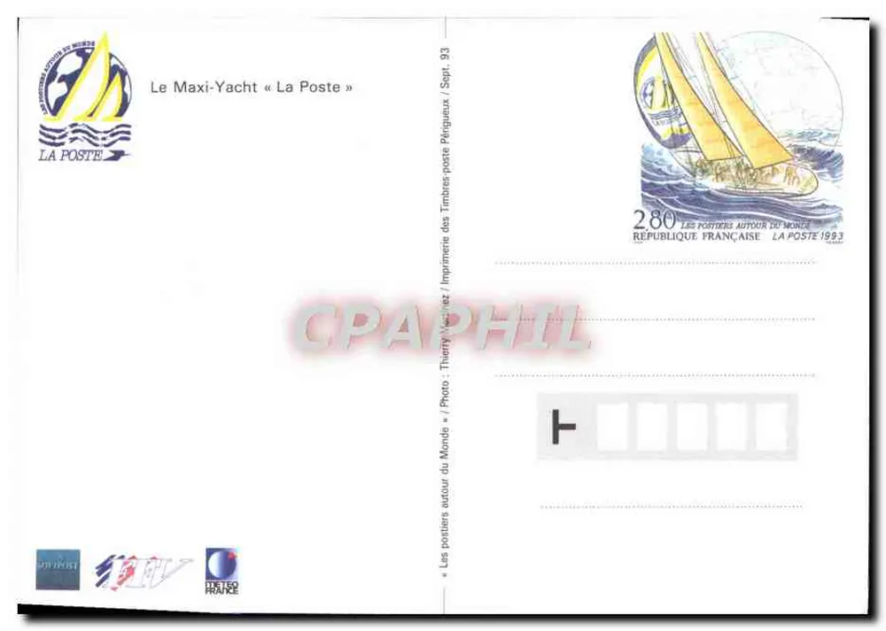 Maxi-Yacht « La Poste » — Rund um die Welt — Ausgabe La Poste 1993 - Rückseite
