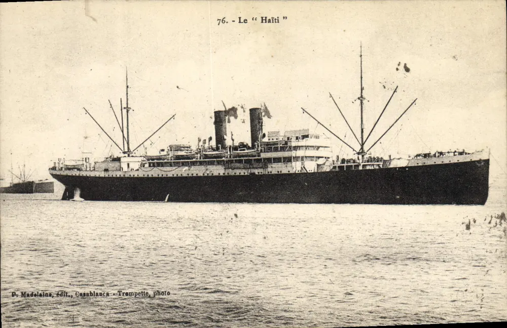 O "Haiti" — navio de comércio — P. Madolains, editor, Casablanca — Trompette, foto - Frente