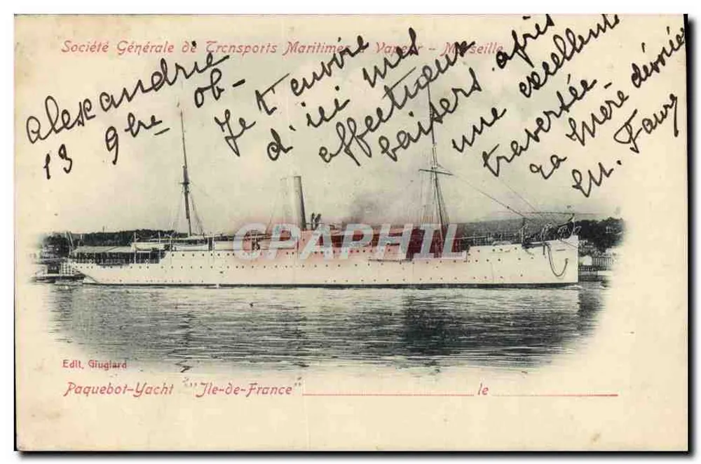 Dampfer-Yacht "Ile-de-France" — Société Générale de Transports Maritimes - Marseille — Edit. Giuglard - Vorderseite