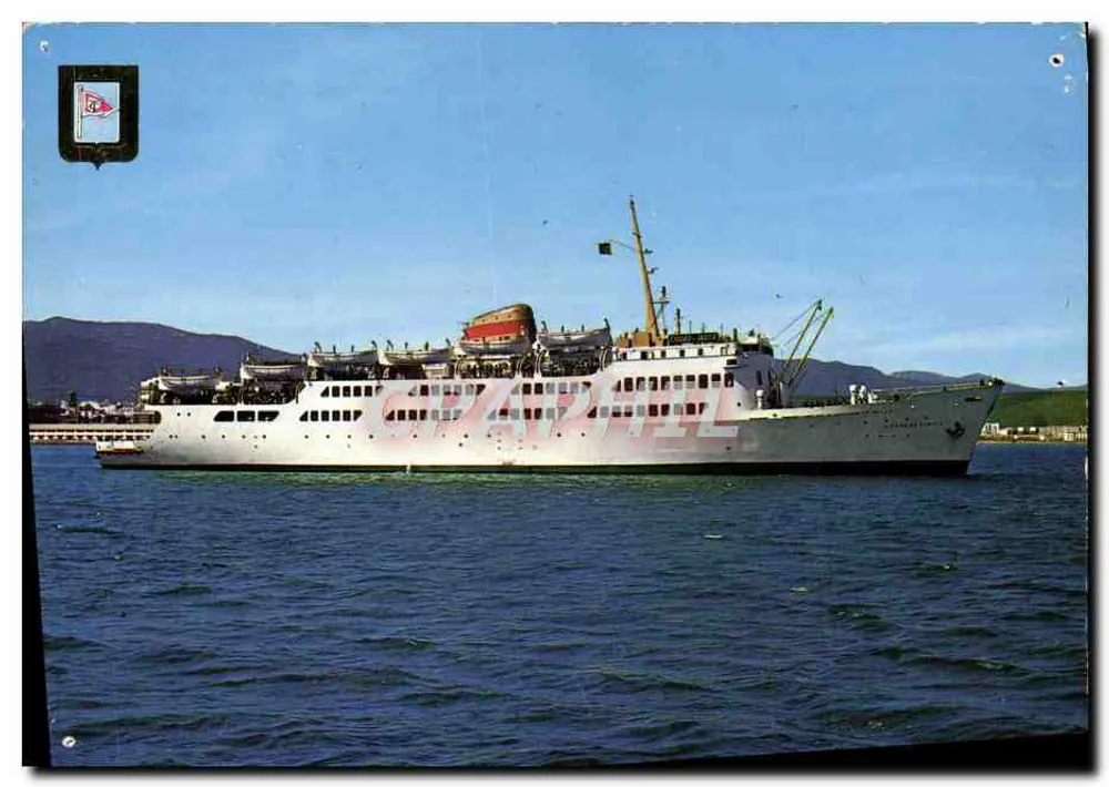 Buque Car-Ferry 'Ciudad de Tarifa' — navire de passagers à quai — éditeur COMPAÑÍA TRASMEDITERRANEA - Frente