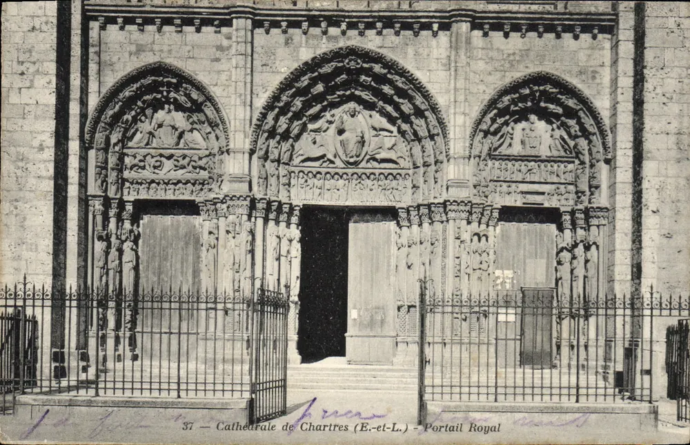 Chartres (E.-et-L.) — Catedral — Portal Real — A. Bourdier, imp.-edit., Versailles, n° 1430 - Frente
