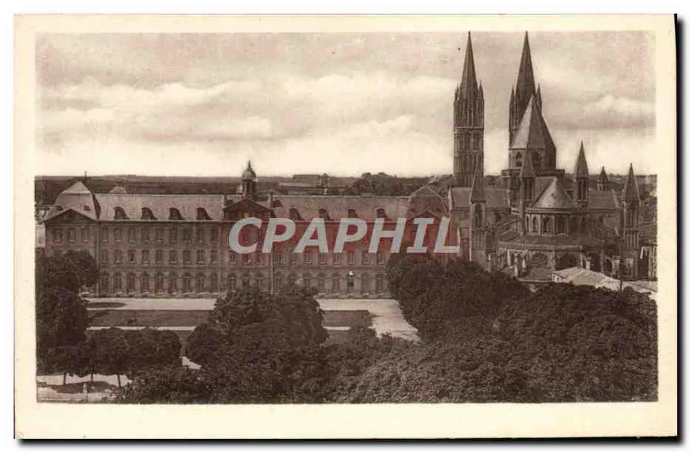 Caen — O Liceu e a Igreja São Etienne — Cn des Arts Photomécaniques, Paris - Strasbourg - Frente