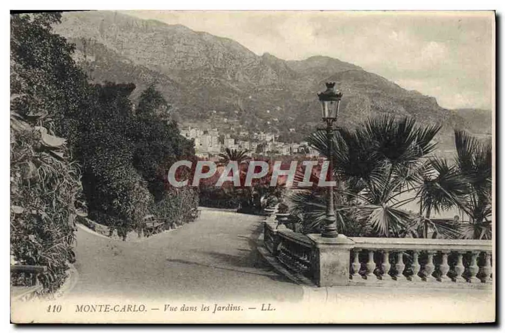 Monte-Carlo — Vista en los Jardines — LL. — n° 410 - Anverso