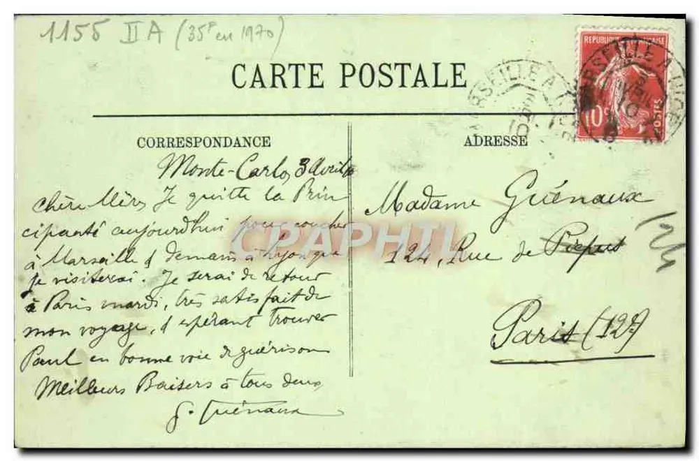 Monte-Carlo — Vista en los Jardines — LL. — n° 410 - Reverso