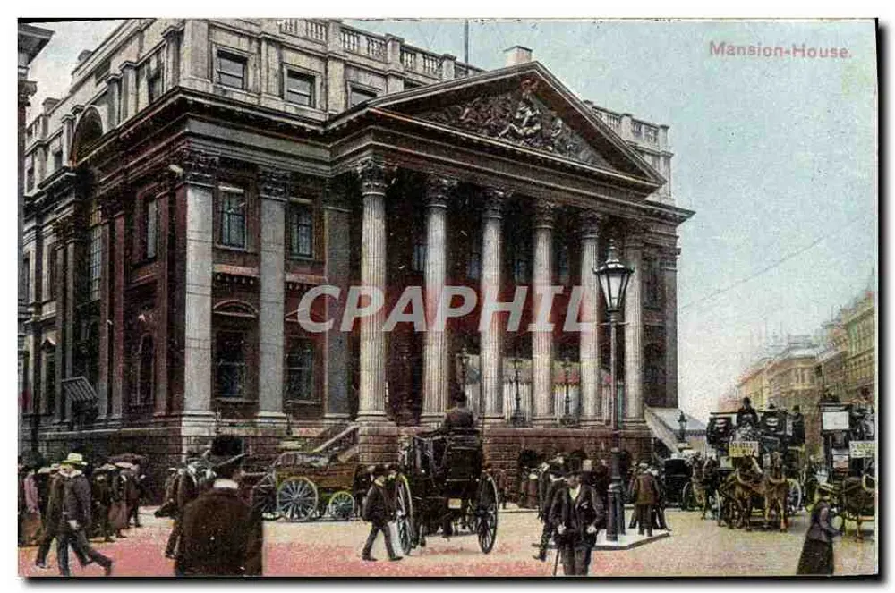 Mansion-House — Londres — bilhete postal antigo - Frente
