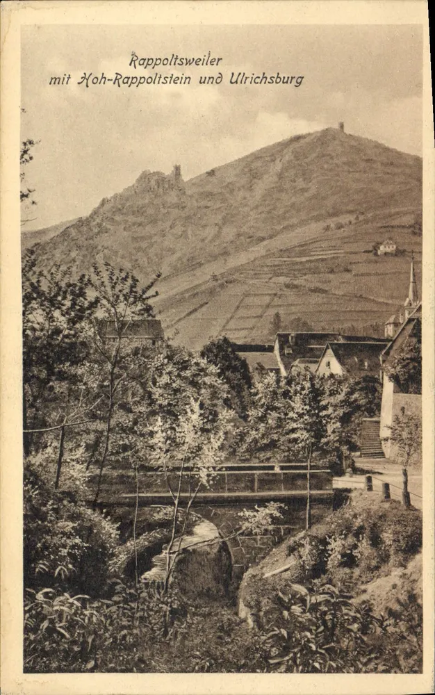 Rappoltsweiler — com Hoh-Rappoltsweiler e Ulrichsburg — Fot. J. Ehrleman, Colmar - Frente