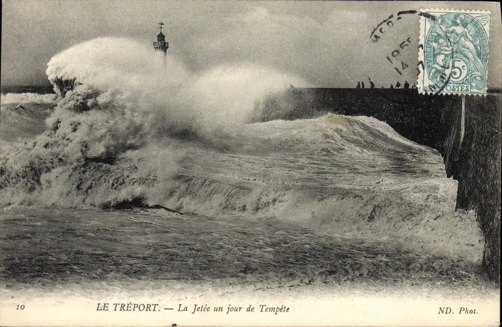 Le Tréport — Die Mole an einem stürmischen Tag — ND. Foto n°10 - Vorderseite