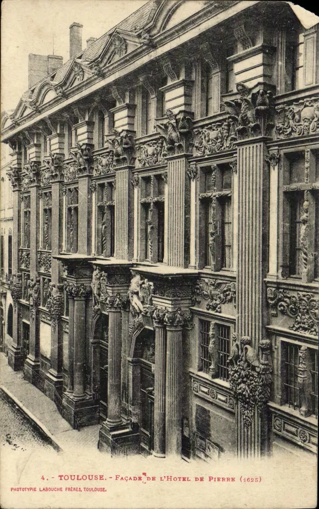 Toulouse - Facha da Casa de Pierre (1625) — Fototipia Labouche Frères, Toulouse - Frente